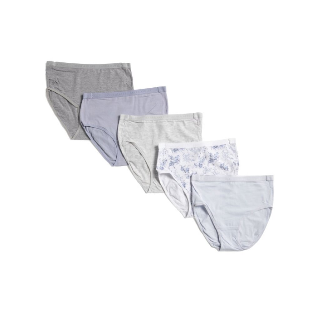 LAURA ASHLEY Light Heather Grey 5pk Organic Cotton Blend Briefs